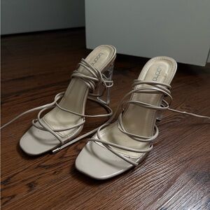 BOOHOO Tan Lace Up Heels